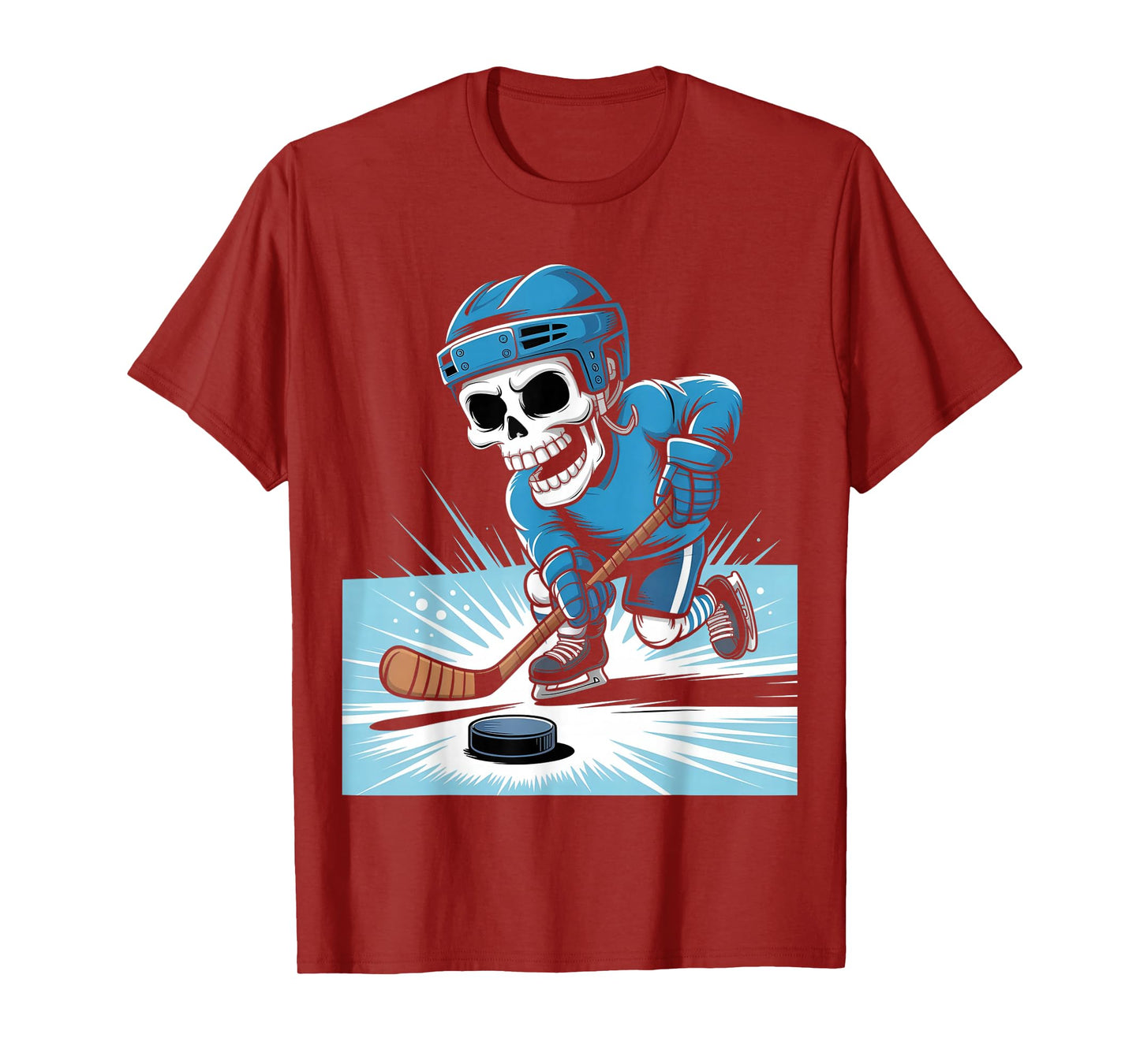 Skeleton Ice Hockey Halloween Costume Boys Men Funny Sport T-Shirt