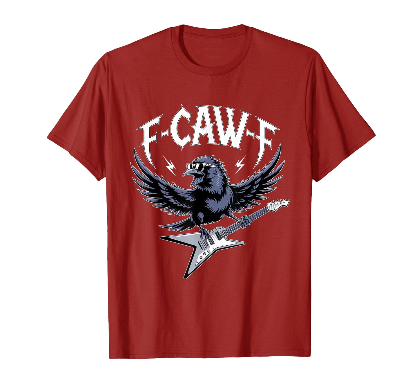 F-Caw-F FCAWF Funny Crow Raven Guitar Music Rock Humor T-Shirt