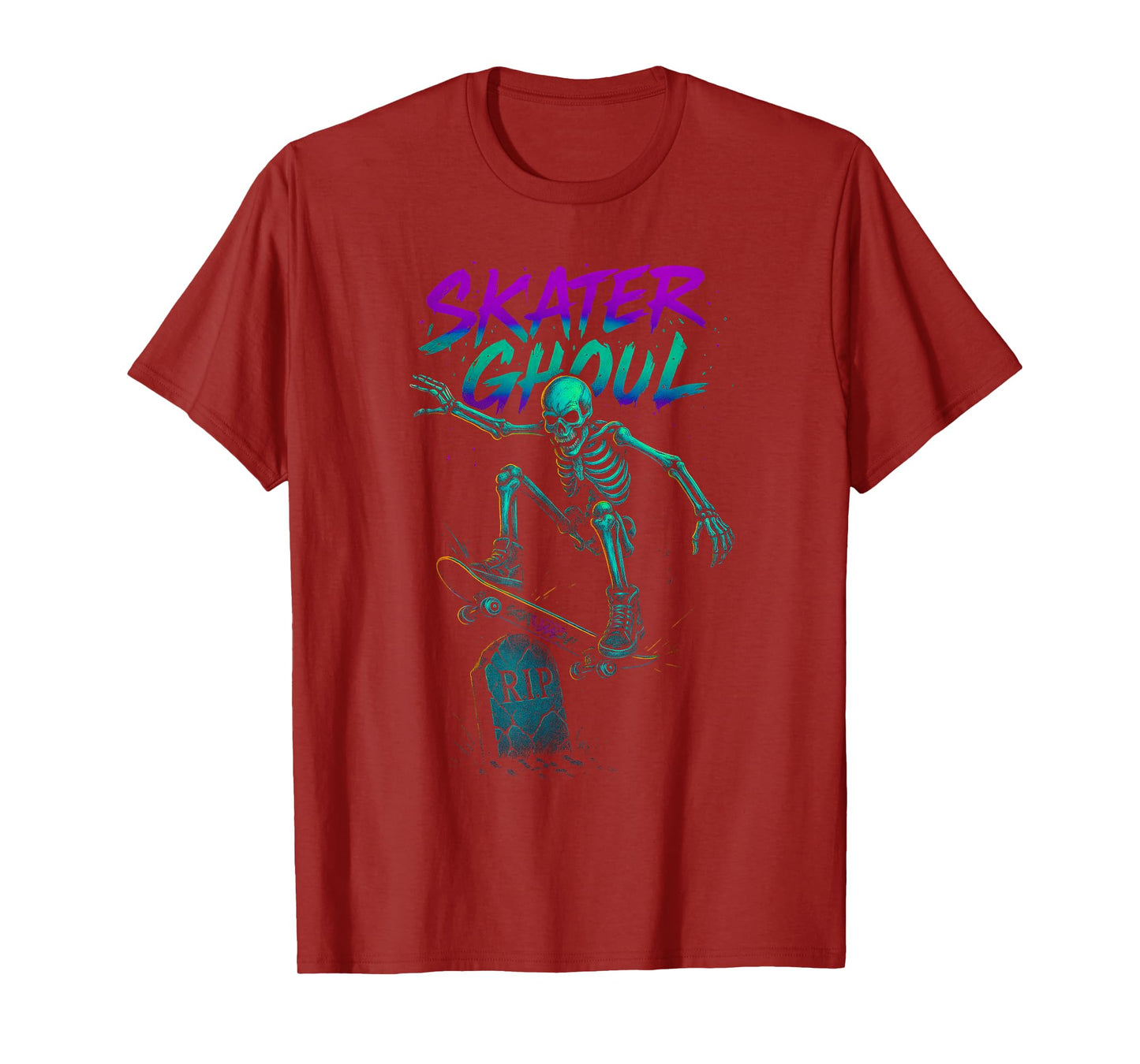 Skater Ghoul - Vaporwave Skeleton Skateboard Halloween Kids T-Shirt