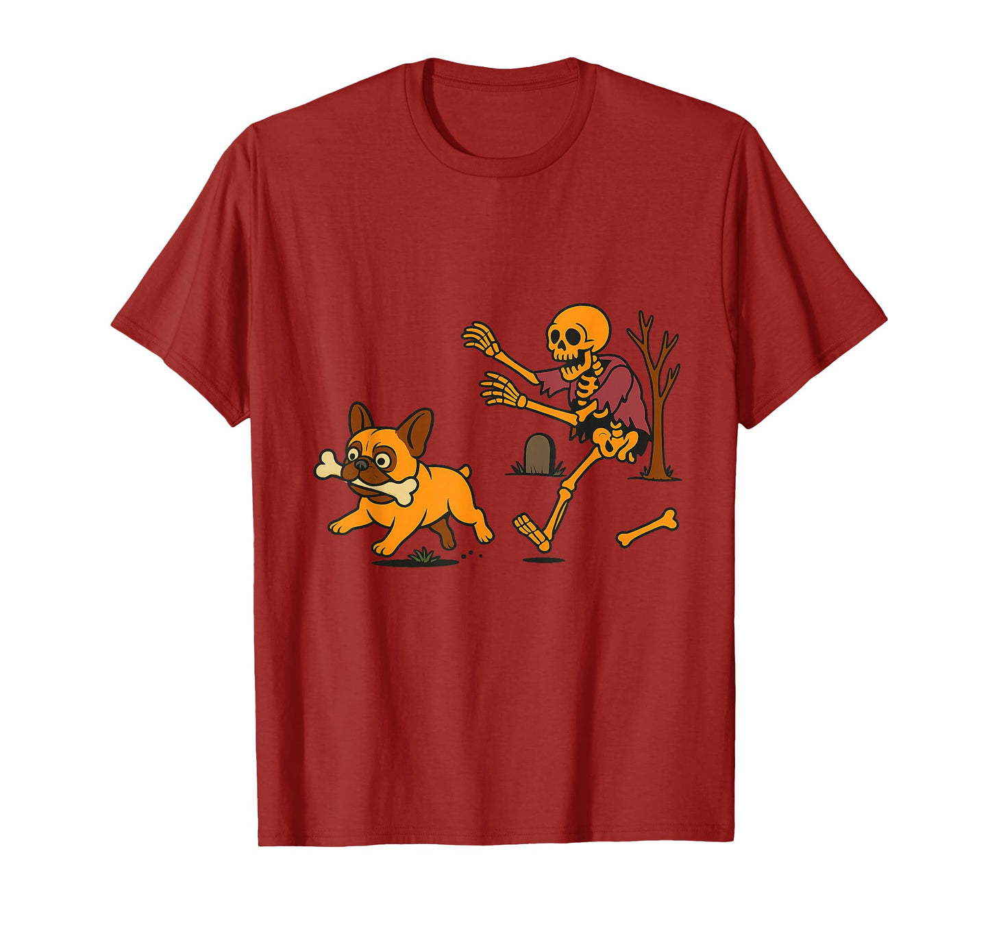 Funny Skeleton Chasing Dog Halloween T-Shirt