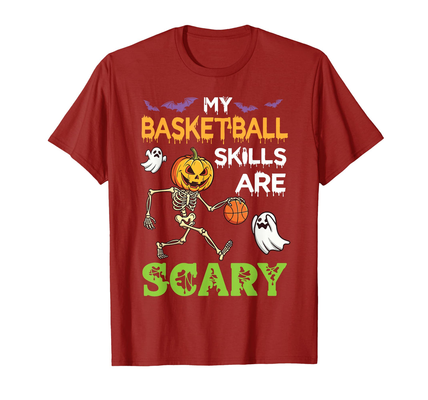 My Basketball Skills are Scary Halloween Pumpkin Skeleton T-Shirt