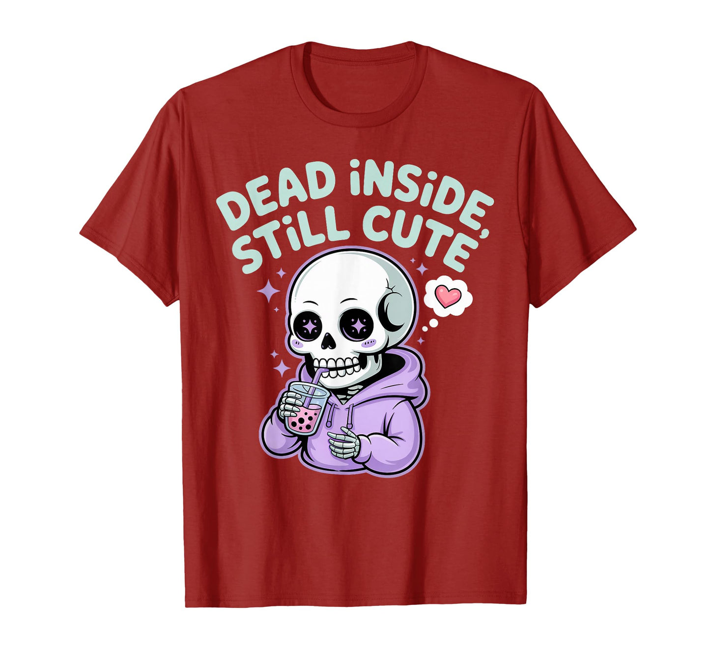 Dead Inside Still Cute Skeleton Boba Sipping T-Shirt