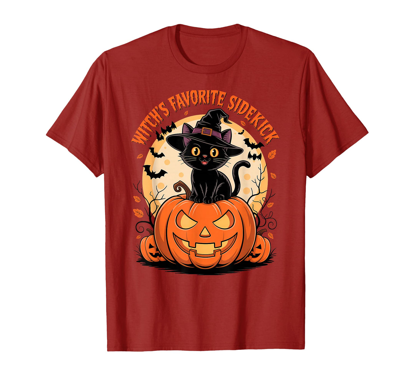 Witch’s Favorite Sidekick Funny Cat Witches Halloween T-Shirt