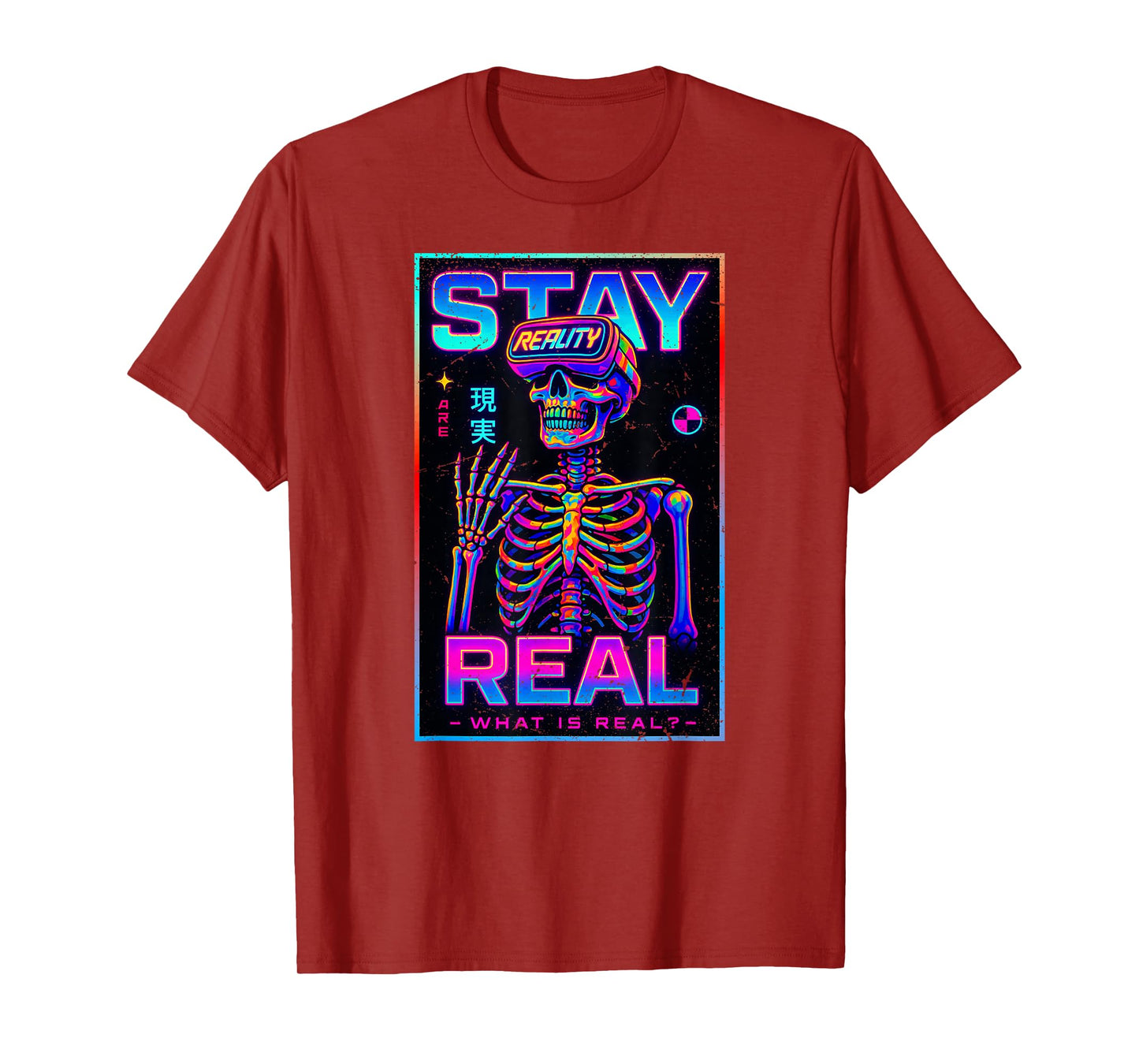 Skeleton Halloween VR Stay Real Colorful Boys Girls Kids T-Shirt