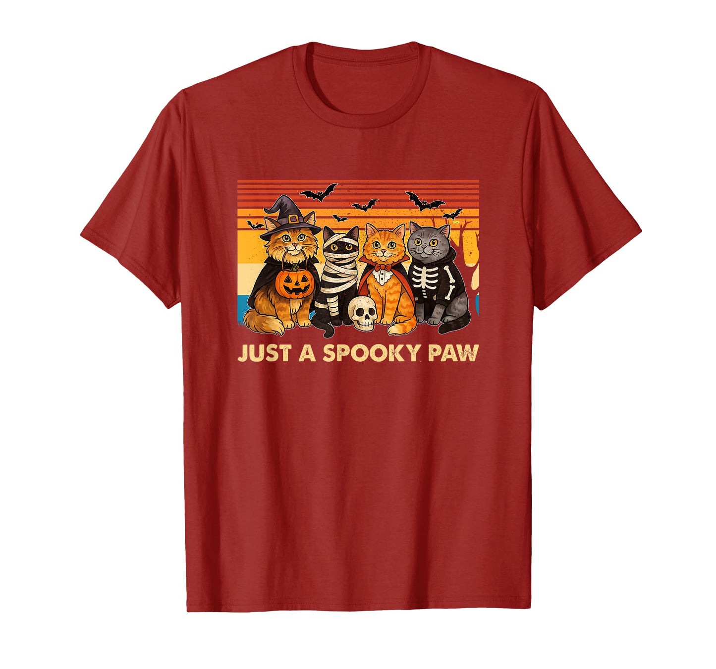 Just a Spooky Paw Halloween Cat Funny Cute Mummy Skeleton T-Shirt