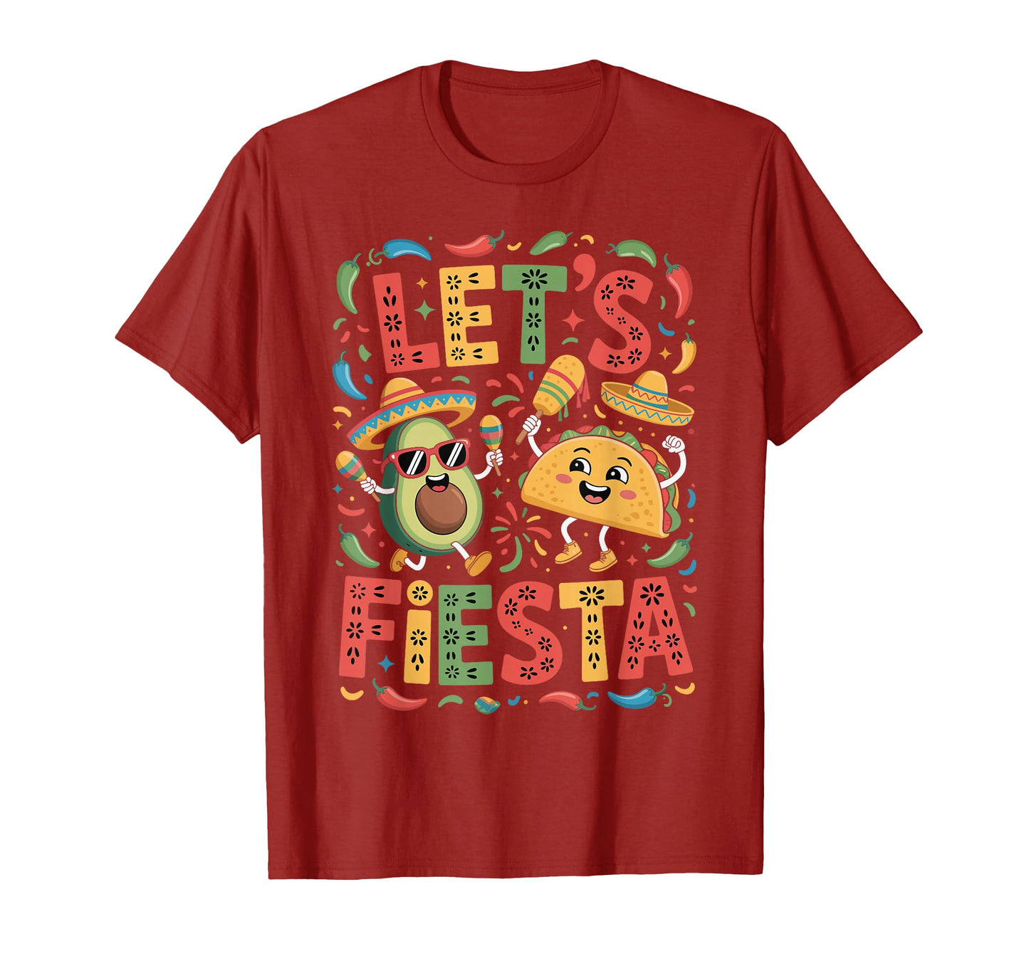 Let’s Fiesta Sombrero Avocado Taco Cinco De Mayo T-Shirt