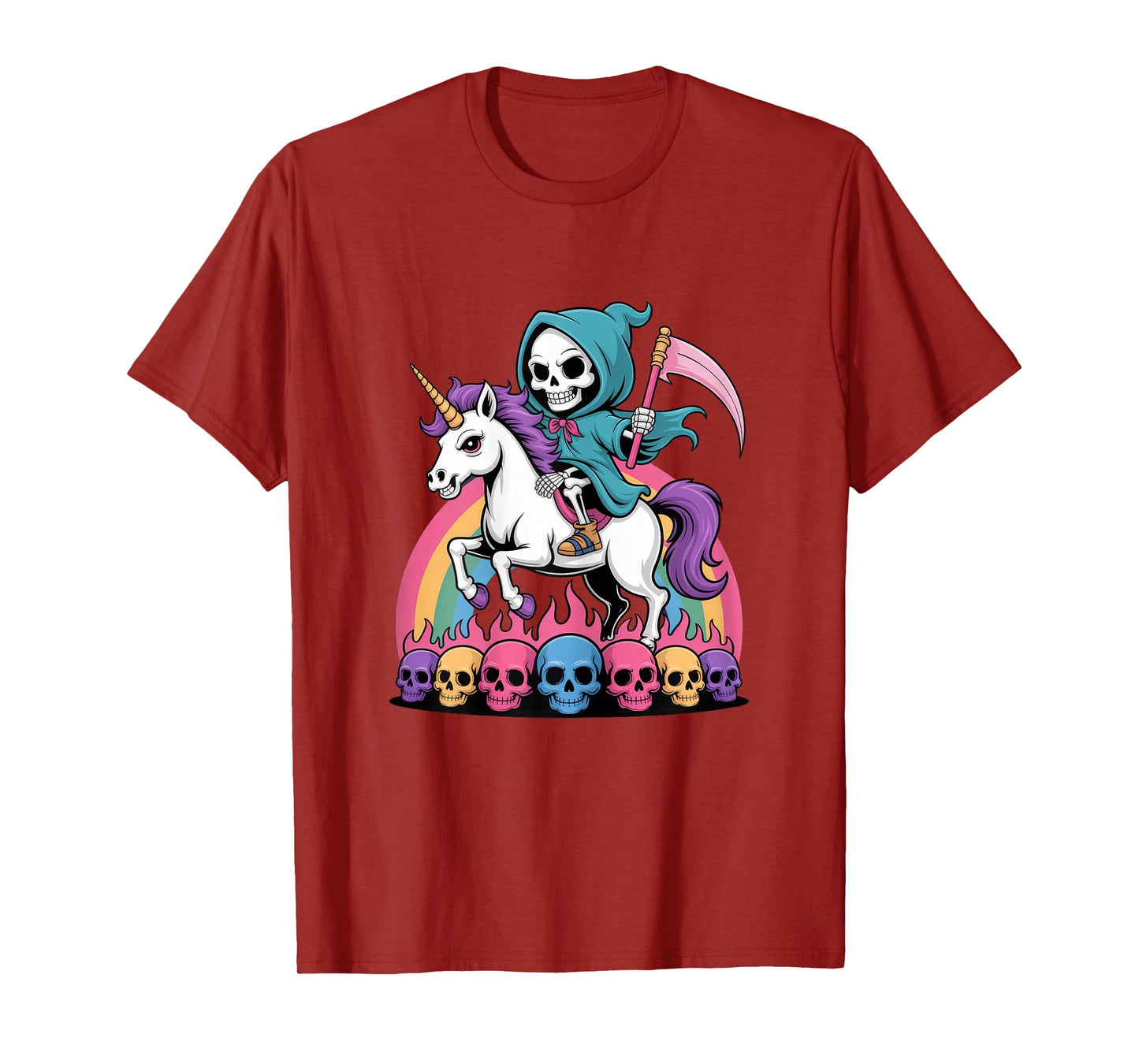 Grim Reaper Unicorn Rainbow Gothic Fantasy T-Shirt