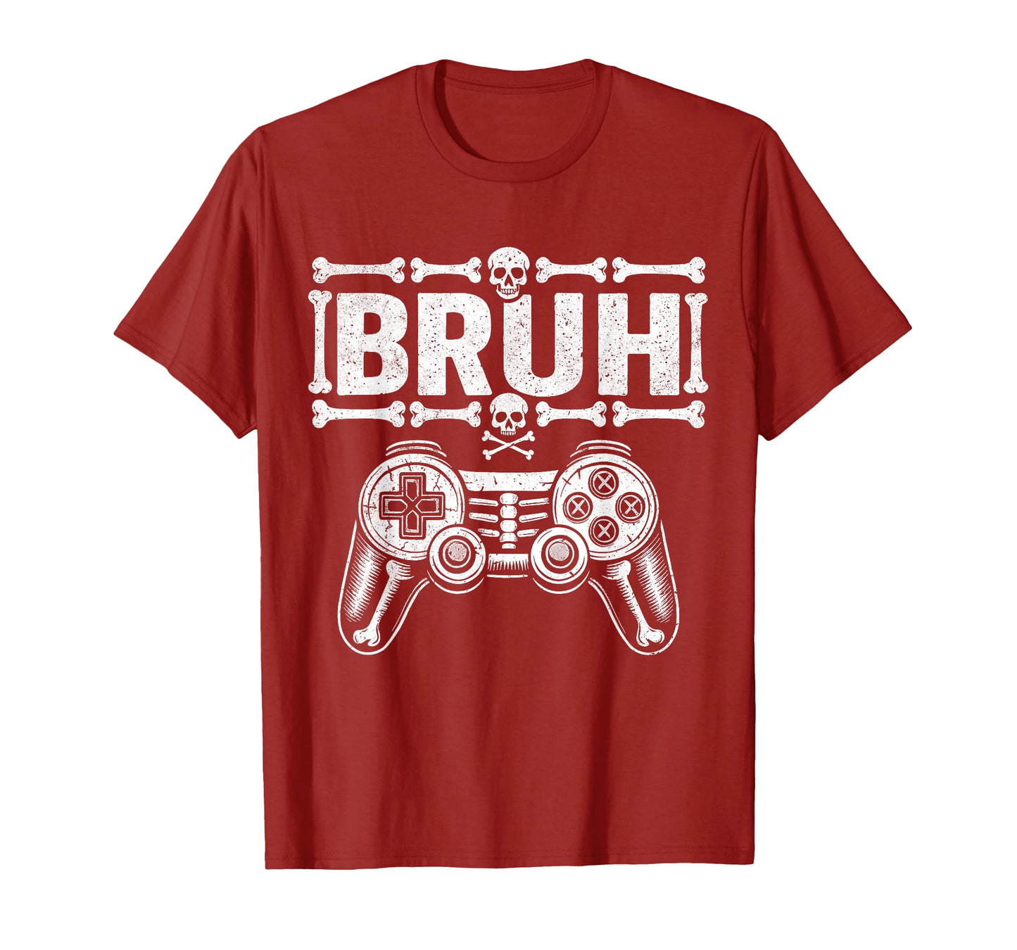 Halloween Skeleton Gamer Bruh Funny Video Gaming Kids T-Shirt