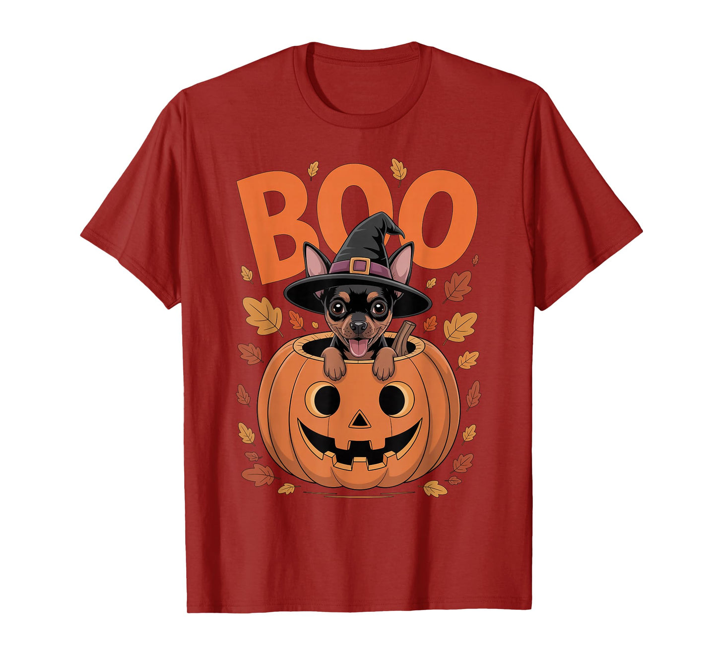 Min Pin Costume on Pumpkin Halloween Miniature Pinscher T-Shirt