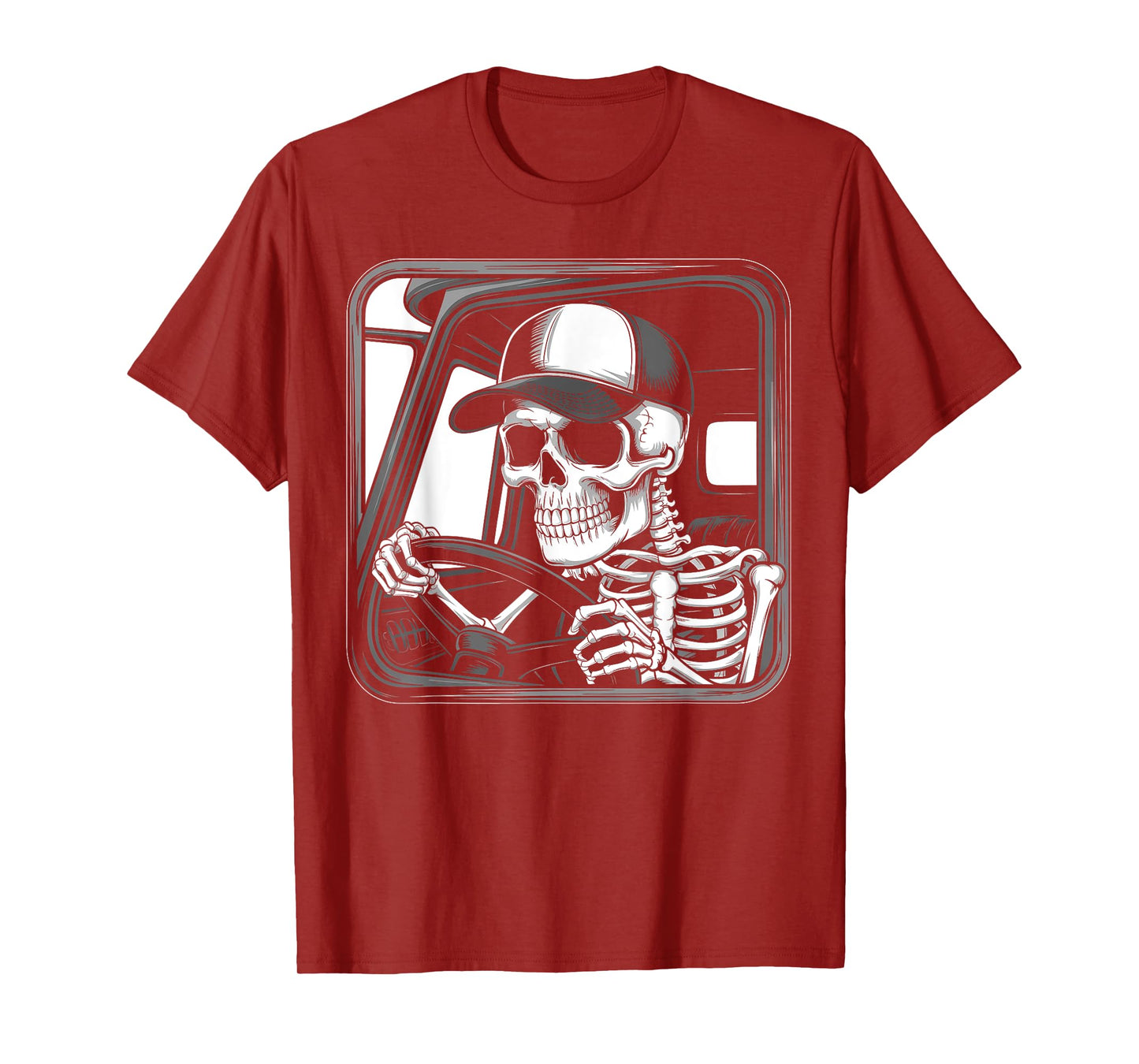 Skeleton Trucker Driving Illustration T-Shirt