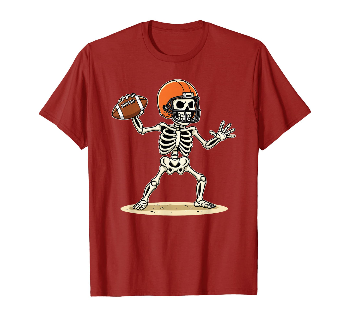 Skeleton Quarterback Football Halloween Game Day T-Shirt