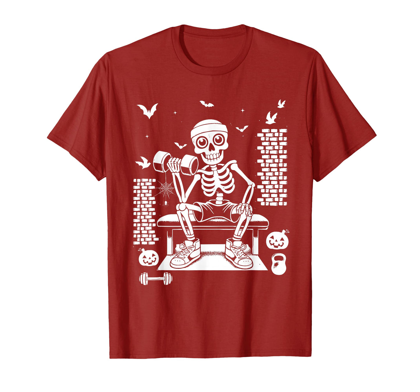 Funny Gym Skeleton Lifting Weights for Halloween Parties T-Shirt