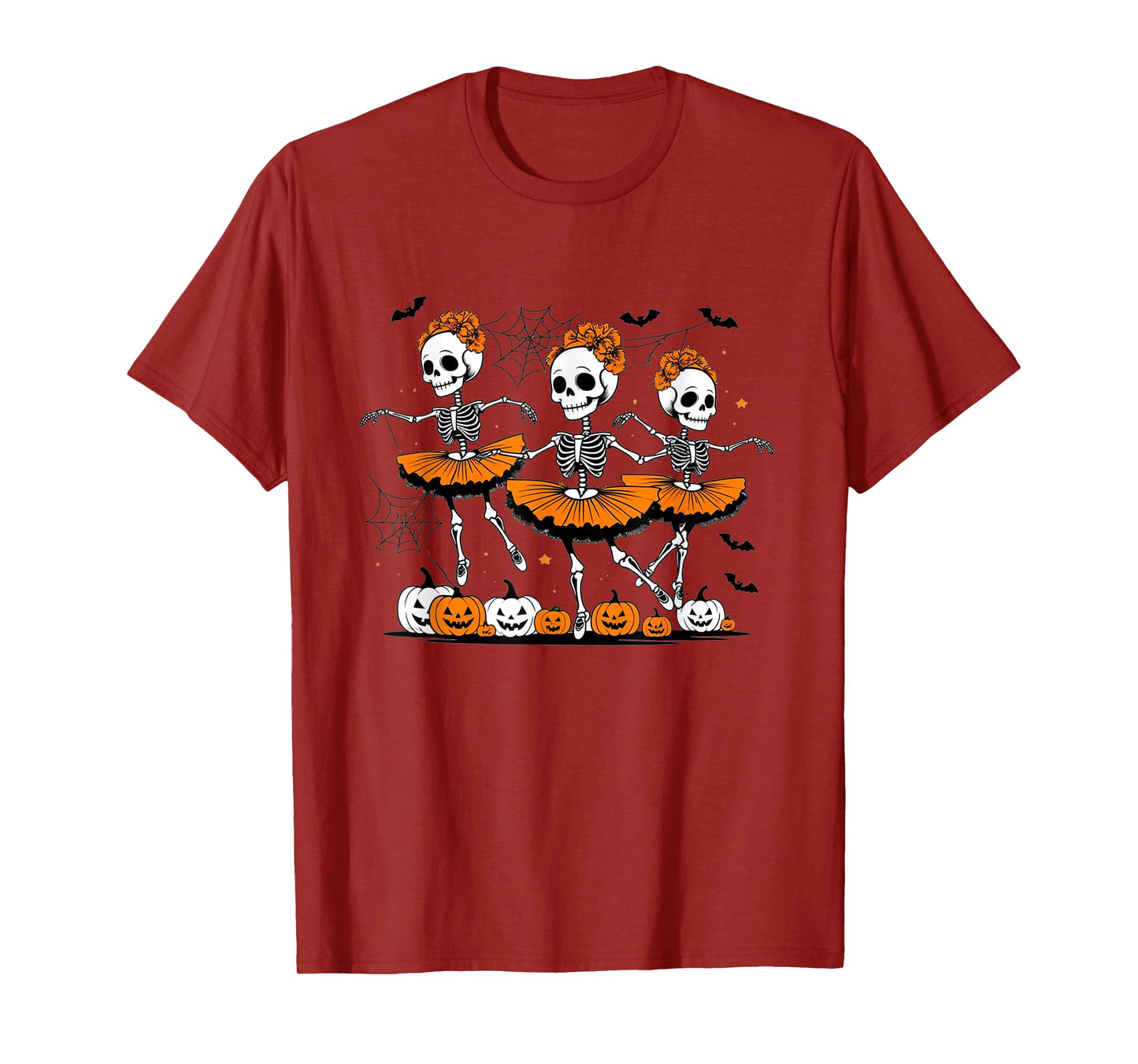 Halloween Ballet Pumpkins Skeletons Bats Spiders and Tutus T-Shirt