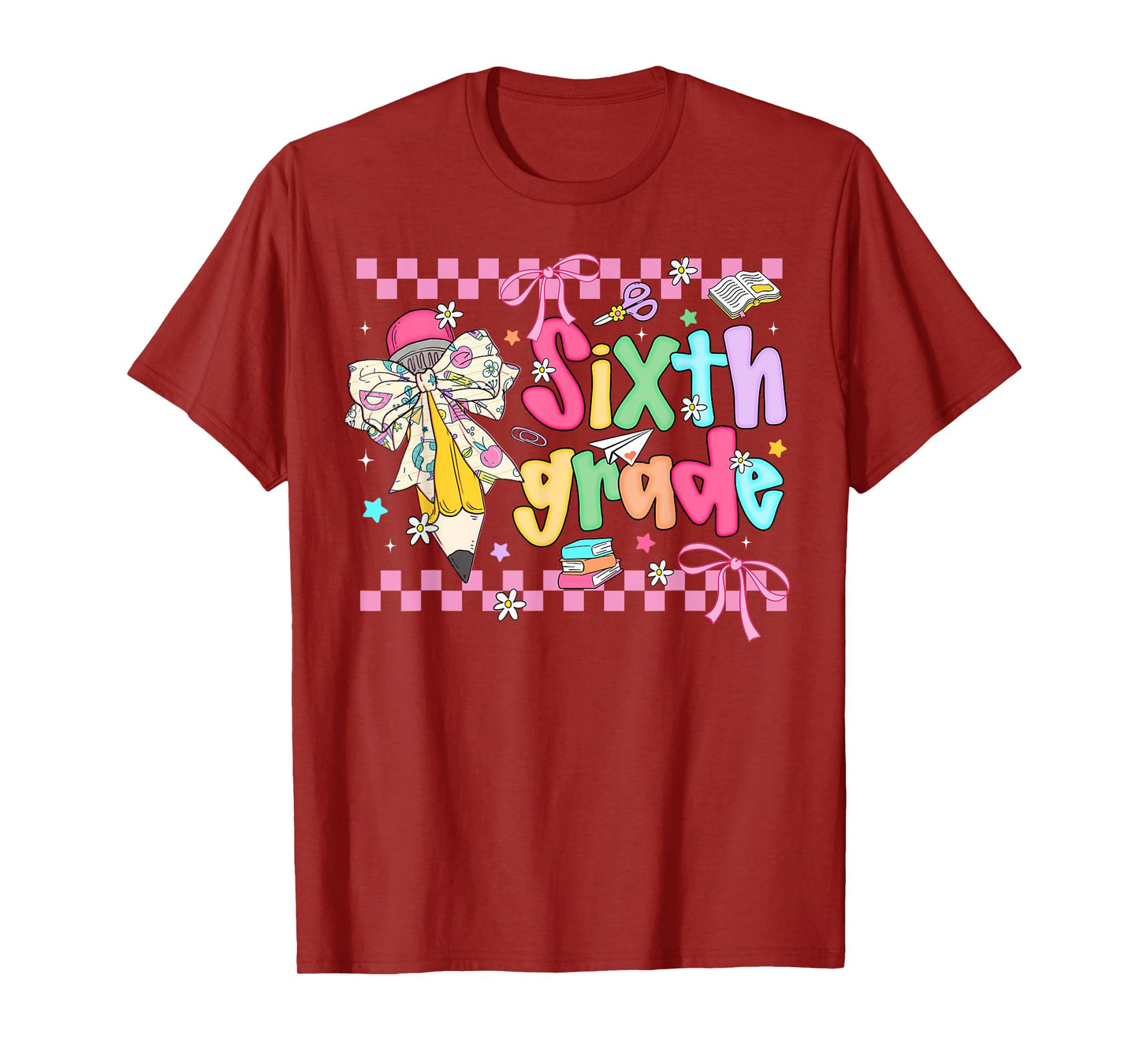 Sixth Grade 6th Grade Back To School Coquette Bow Pencil T-Shirt