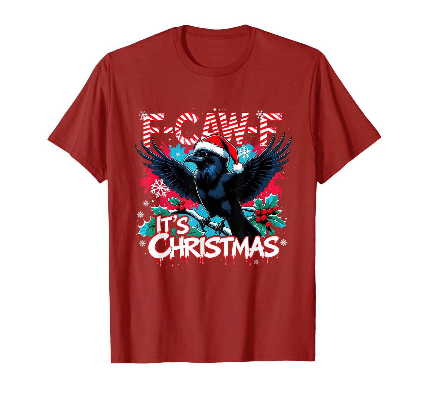 F-Caw-F It’s Christmas Funny Raven Holiday Lights Tee T-Shirt