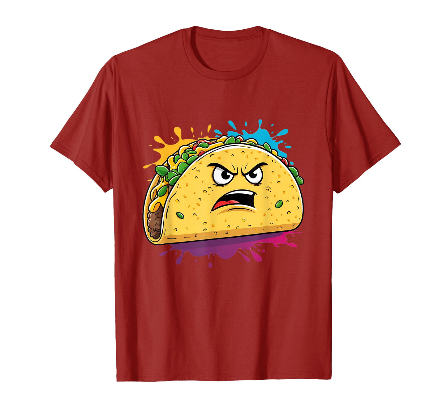 Angry Taco Cartoon Character Illustration T-Shirt