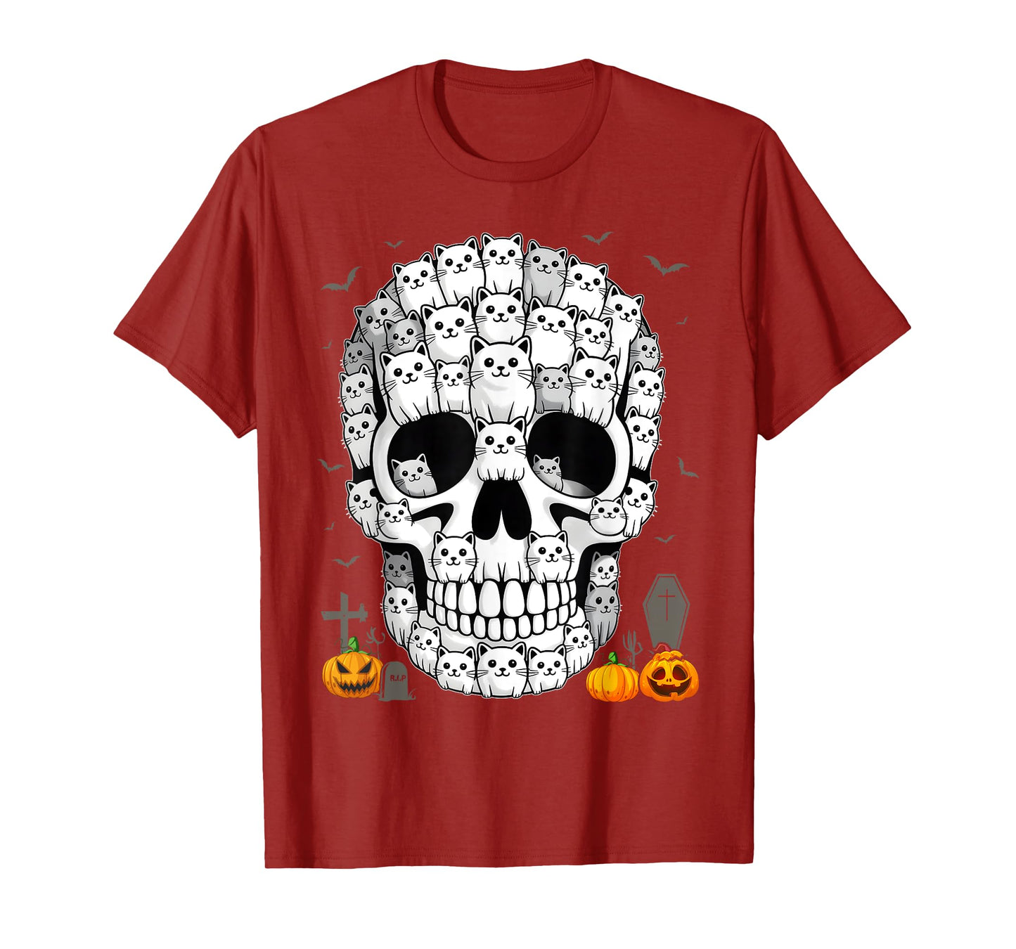 Best Skull for Men Women Halloween Skeleton Cat Lover T-Shirt