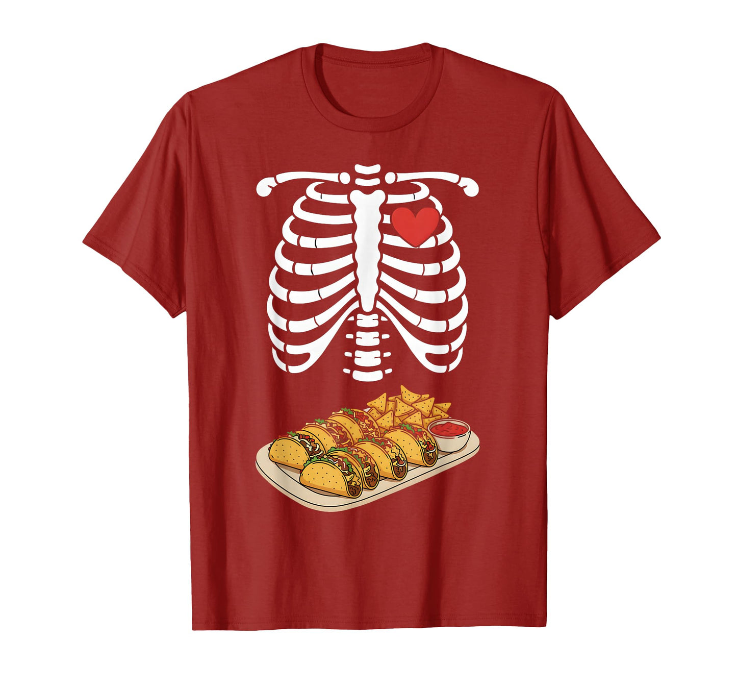 Pregnancy Skeleton Tacos Nacho Salsa Rib Cage Belly Bump T-Shirt