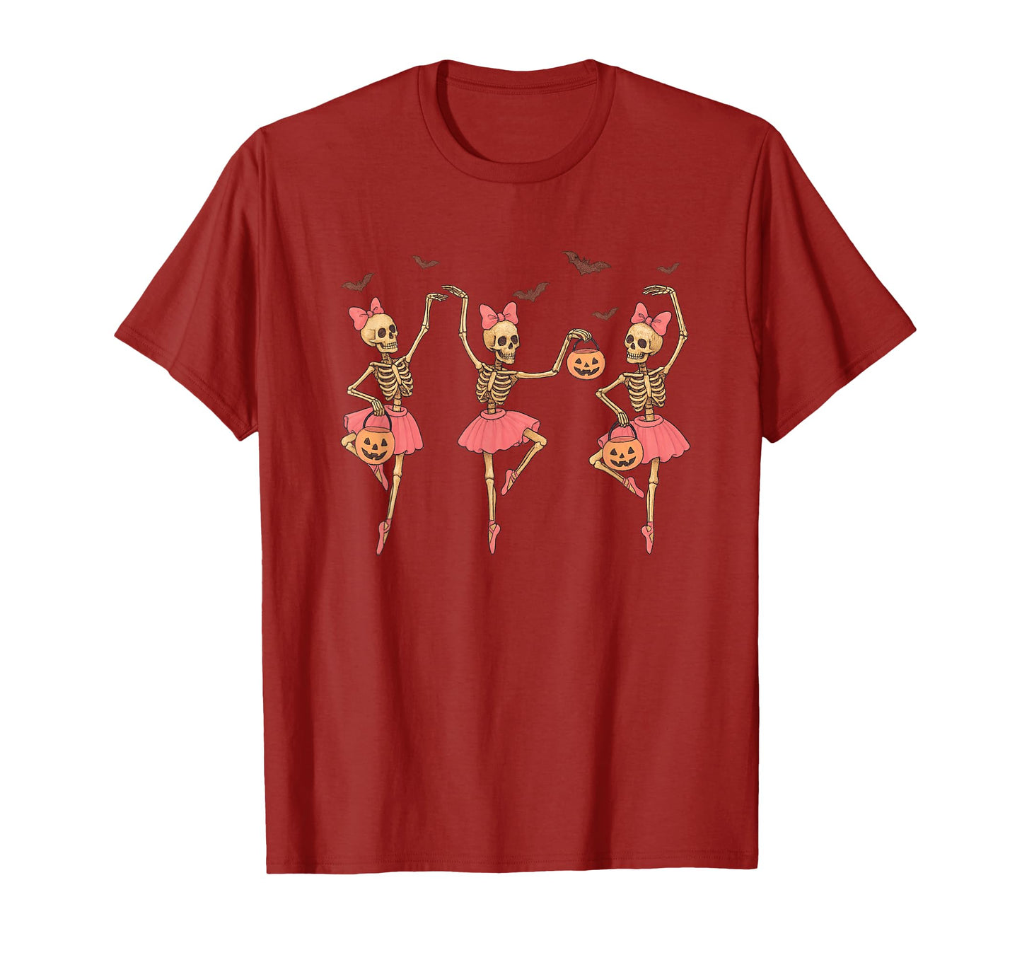 Cute Halloween Ballet Skeletons Pumpkin Ballerina Dance T-Shirt