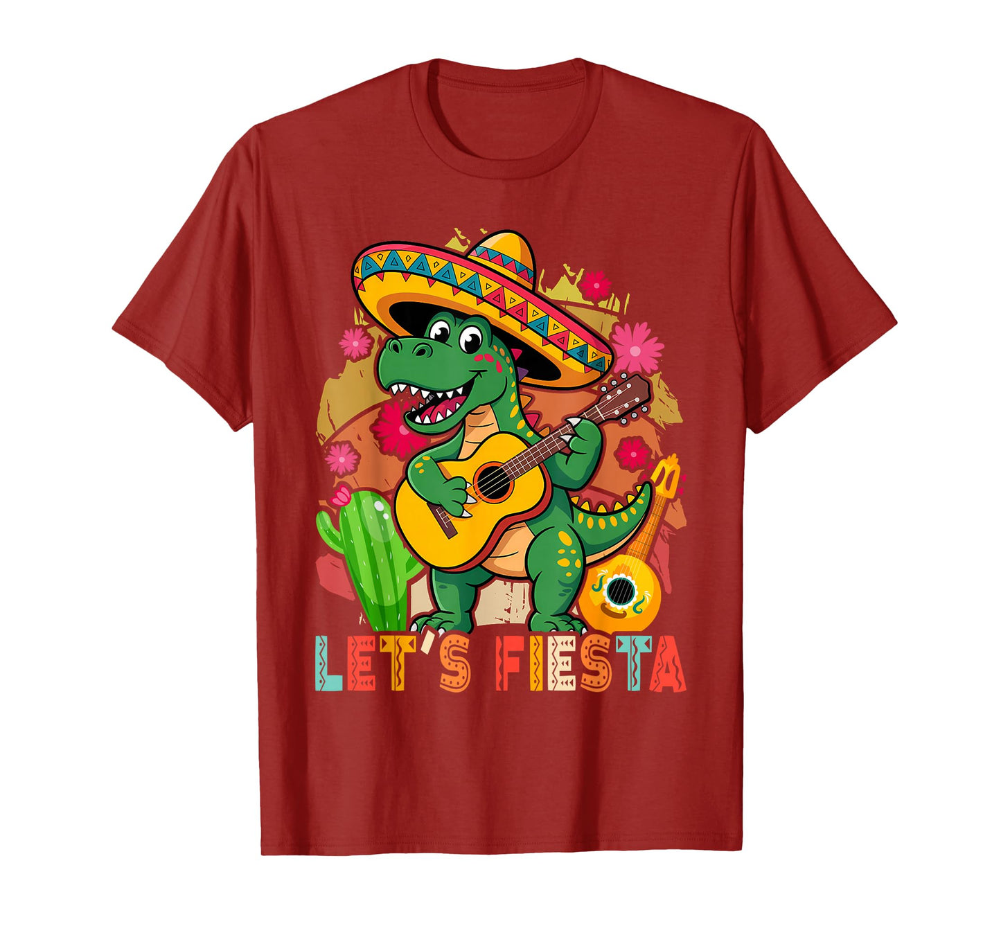 Cinco De Mayo Boys Kids Let's Fiesta Dinosaur Mexican T-Shirt