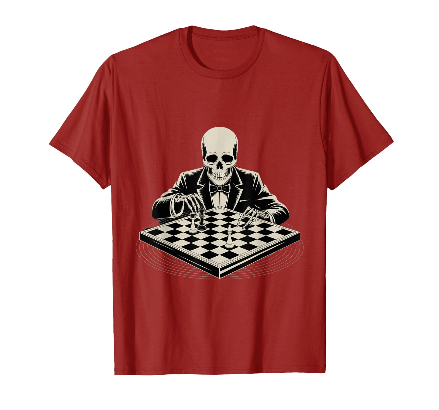 Funny Skeleton Playing Chess Cool Skull Funny Skeleton Meme T-Shirt