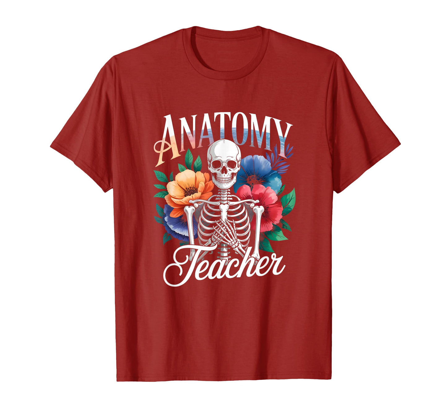 Halloween Anatomy Teacher Floral Skeleton Bouquet T-Shirt