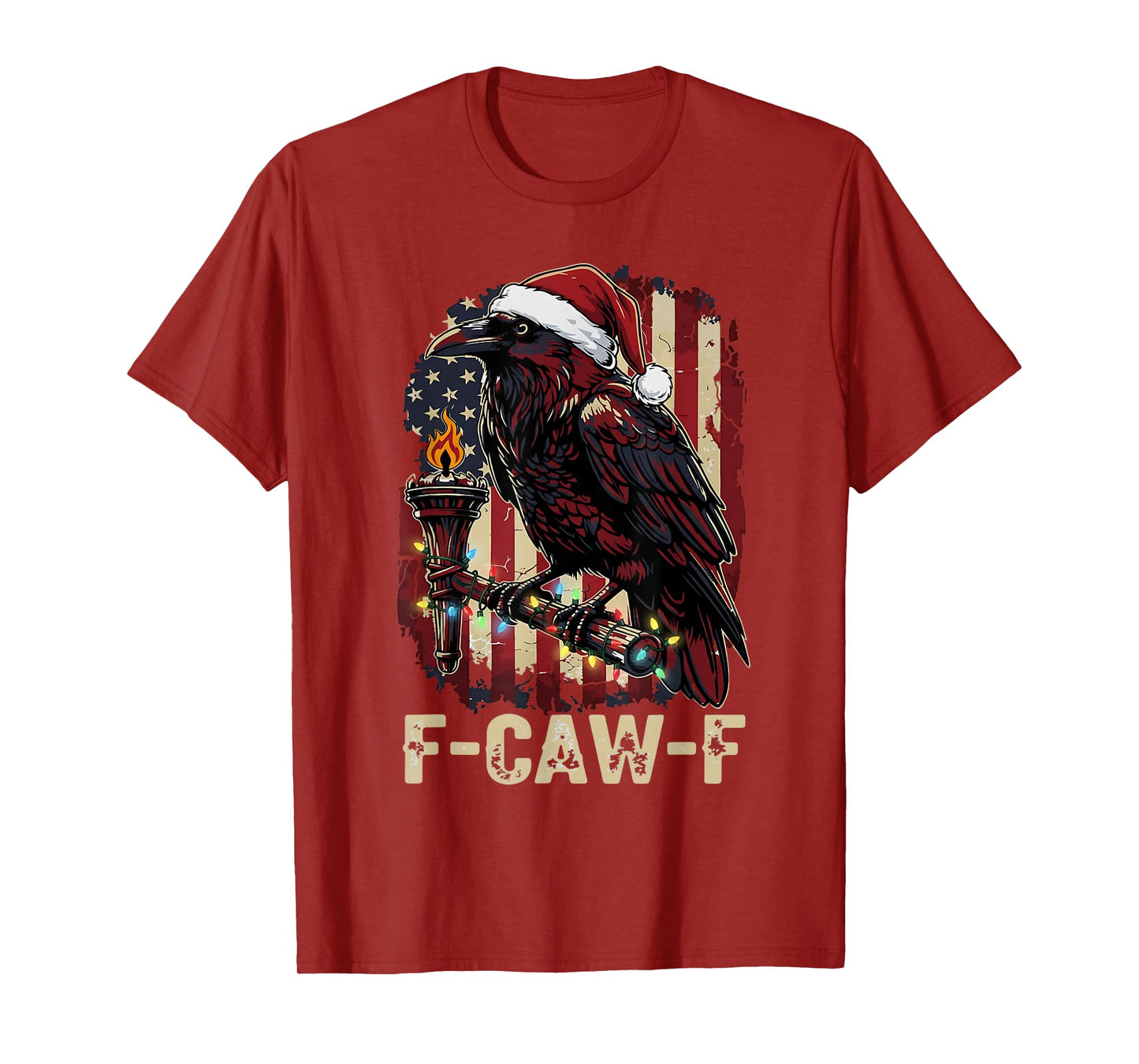 Funny Crow F-CAW-F Black Bird, Gothic Christmas Santa Hat T-Shirt