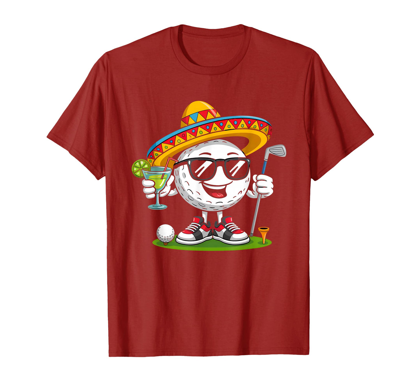 Funny Cinco de Mayo Golf Ball With Sombrero Margarita Golfer T-Shirt