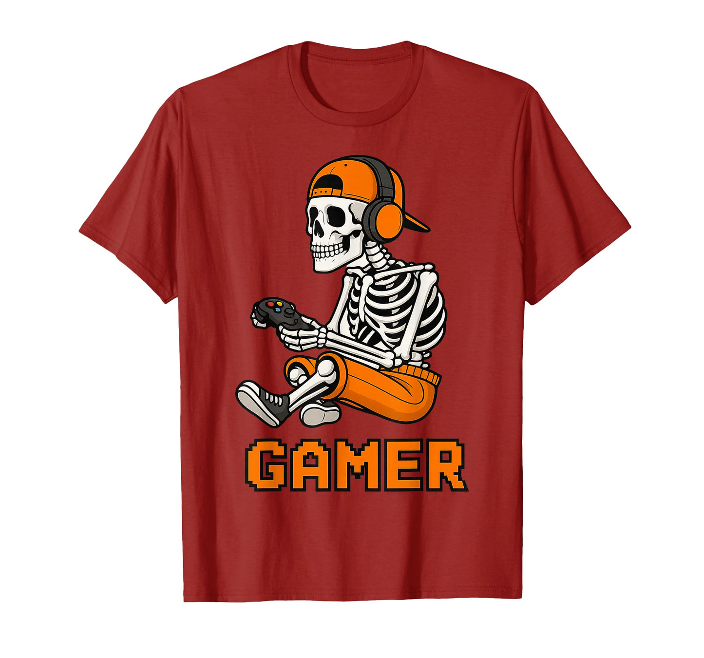 Skeleton Gamer Spooky Vibe Halloween for Gamers T-Shirt