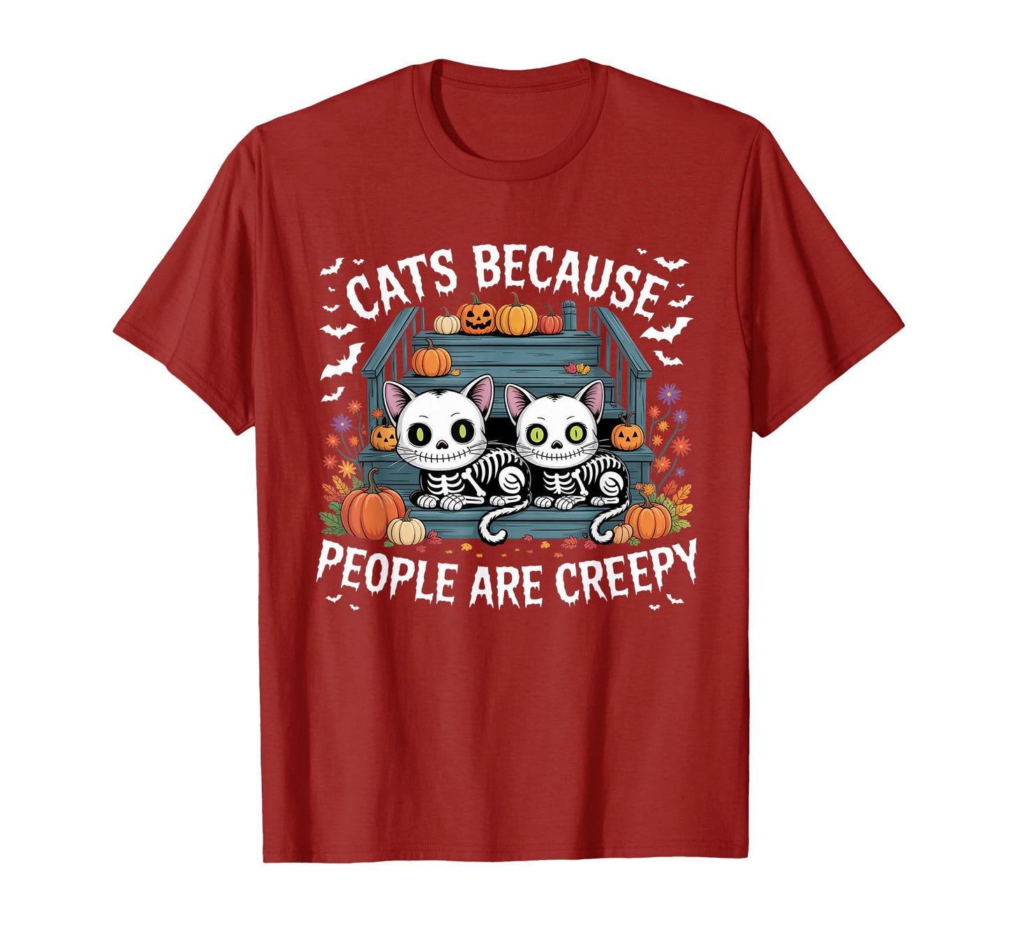 Cats Because People are Creepy Ghost Halloween Cat Mom Kids T-Shirt