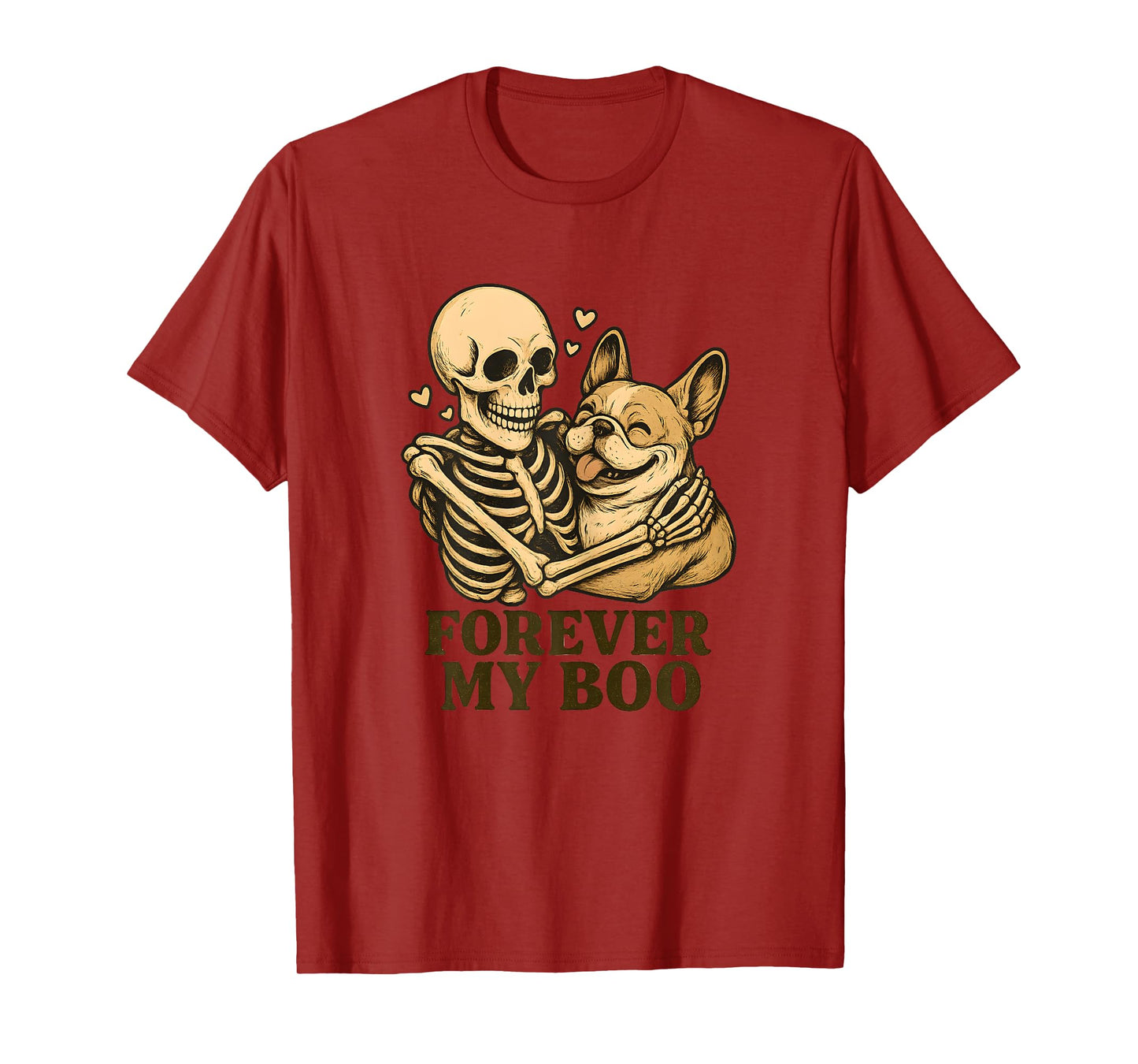 Womens Forever My Boo Skeleton French Bulldog Halloween Couple T-Shirt