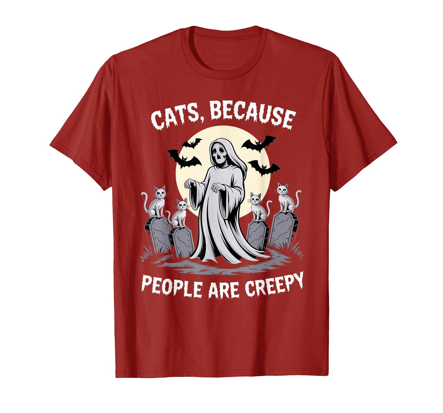 Cats Because People are Creepy Ghost Halloween Cat Mom Kids T-Shirt