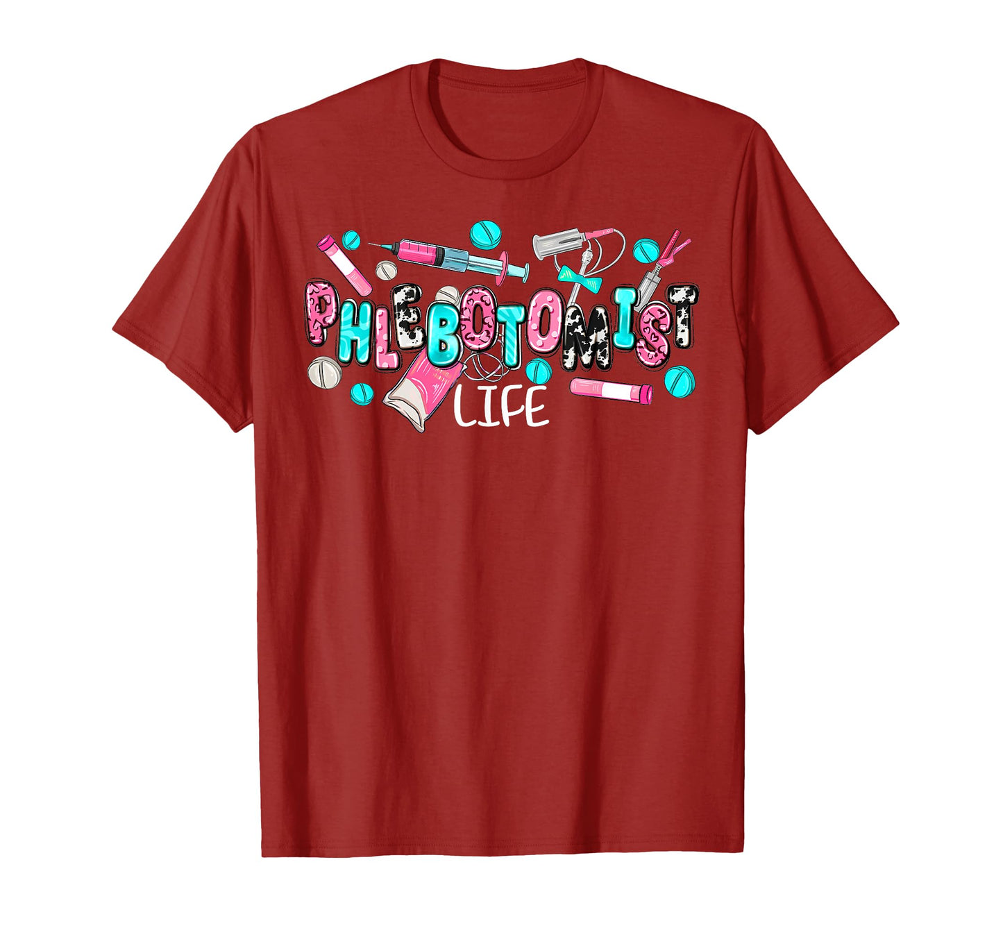 Phlebotomist Life Leopard Coquette Phlebotomy Women Nurse T-Shirt