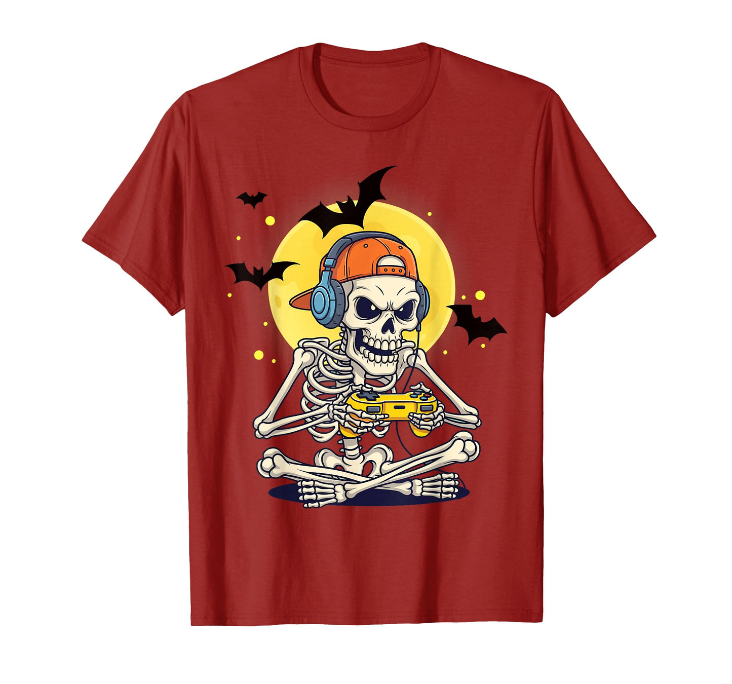 Funny Halloween Skeleton Gamer Video Gaming Men Boys Kids T-Shirt