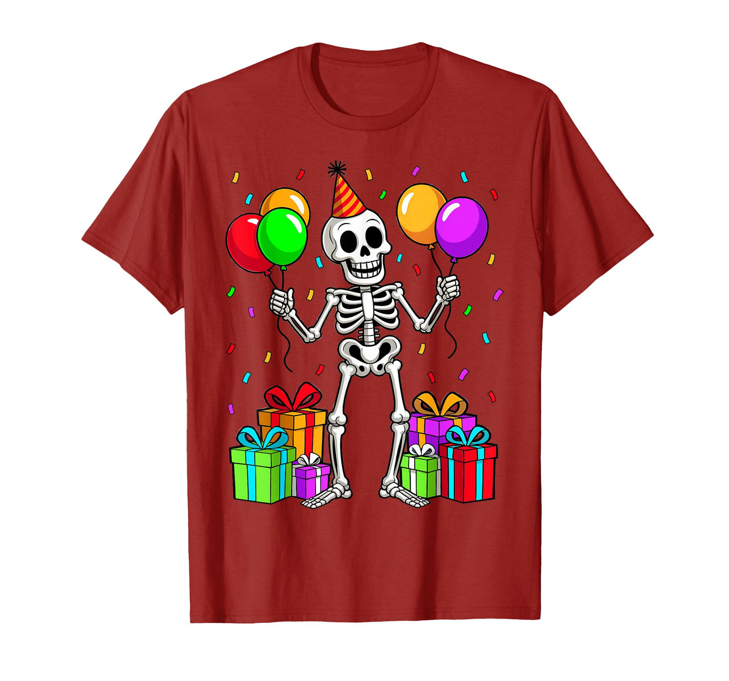 Funny Skeleton Halloween Happy Birthday Party Bday Kids Boys T-Shirt