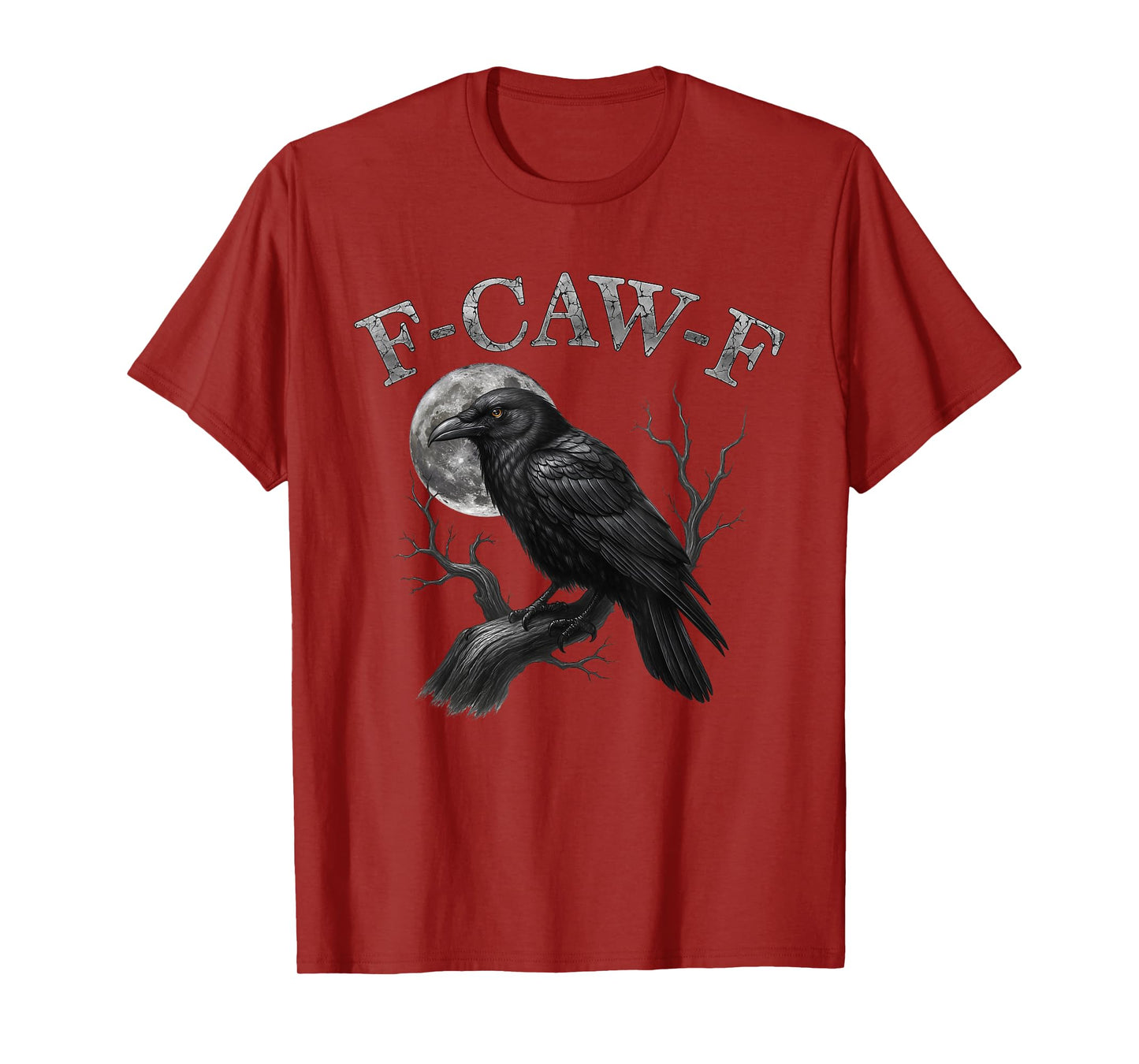 Black Crow, F-Caw-F Funny Black Raven Bird Moon Graphic Art T-Shirt