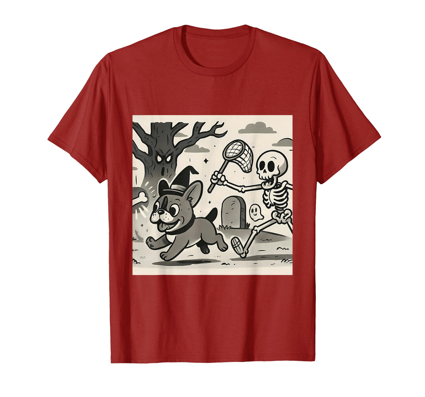 Funny Halloween French Bulldog Skeleton Spooky Season T-Shirt
