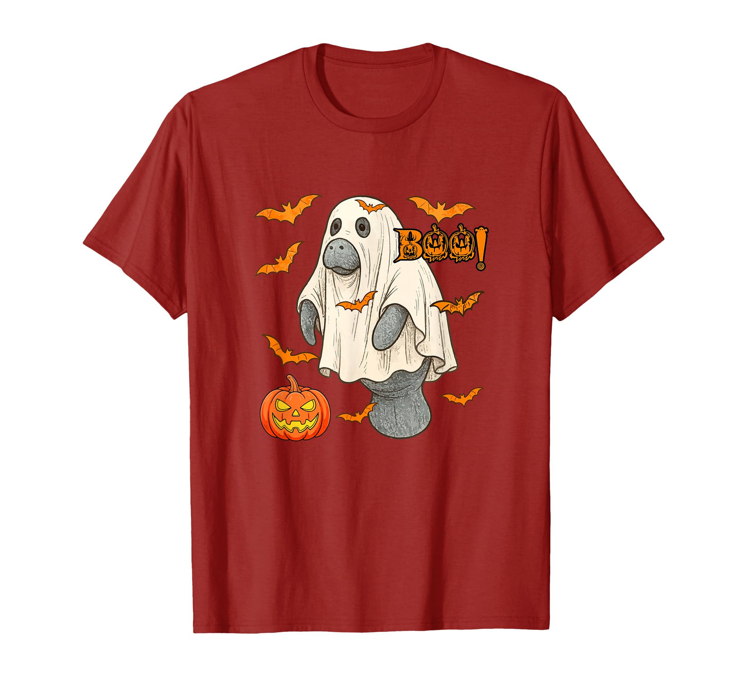 Boo Halloween Manatee Cosplay Ghost Costume Animal Lover T-Shirt