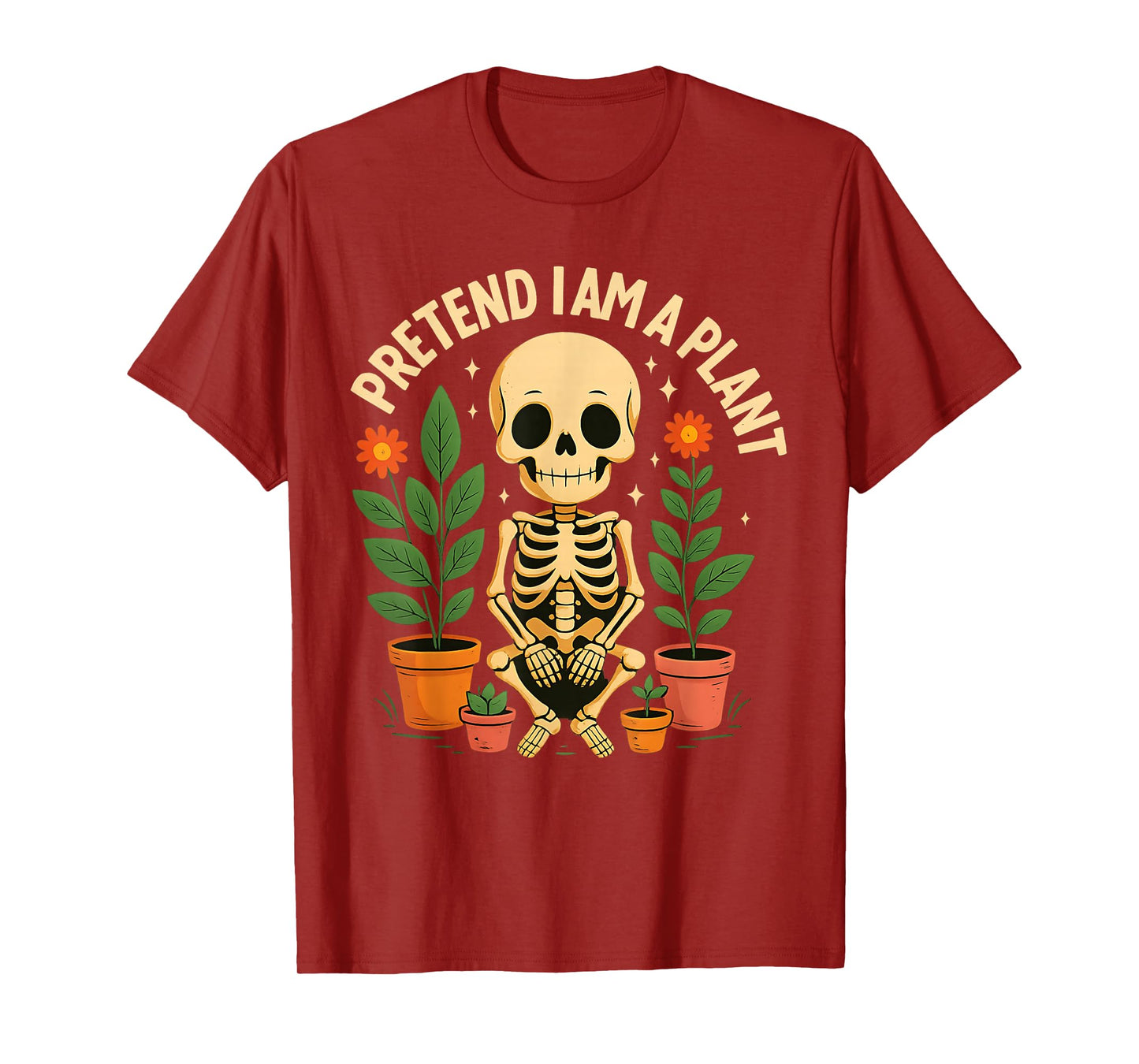 Funny Pretend I am A Plant Halloween Skeleton Matching Party T-Shirt