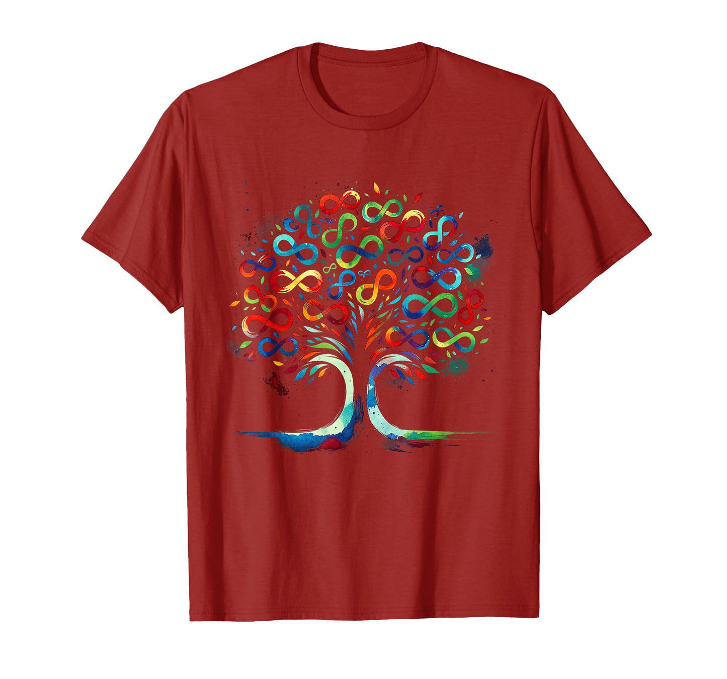 Autism Awareness Month Symbol Infinity Tree Watercolor T-Shirt