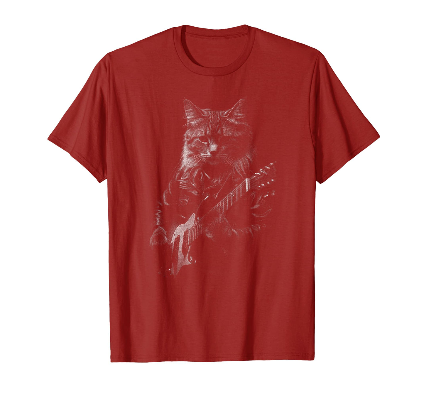 Rock Cat Playing Guitar mens woman Funny Guitar Cat T-Shirt