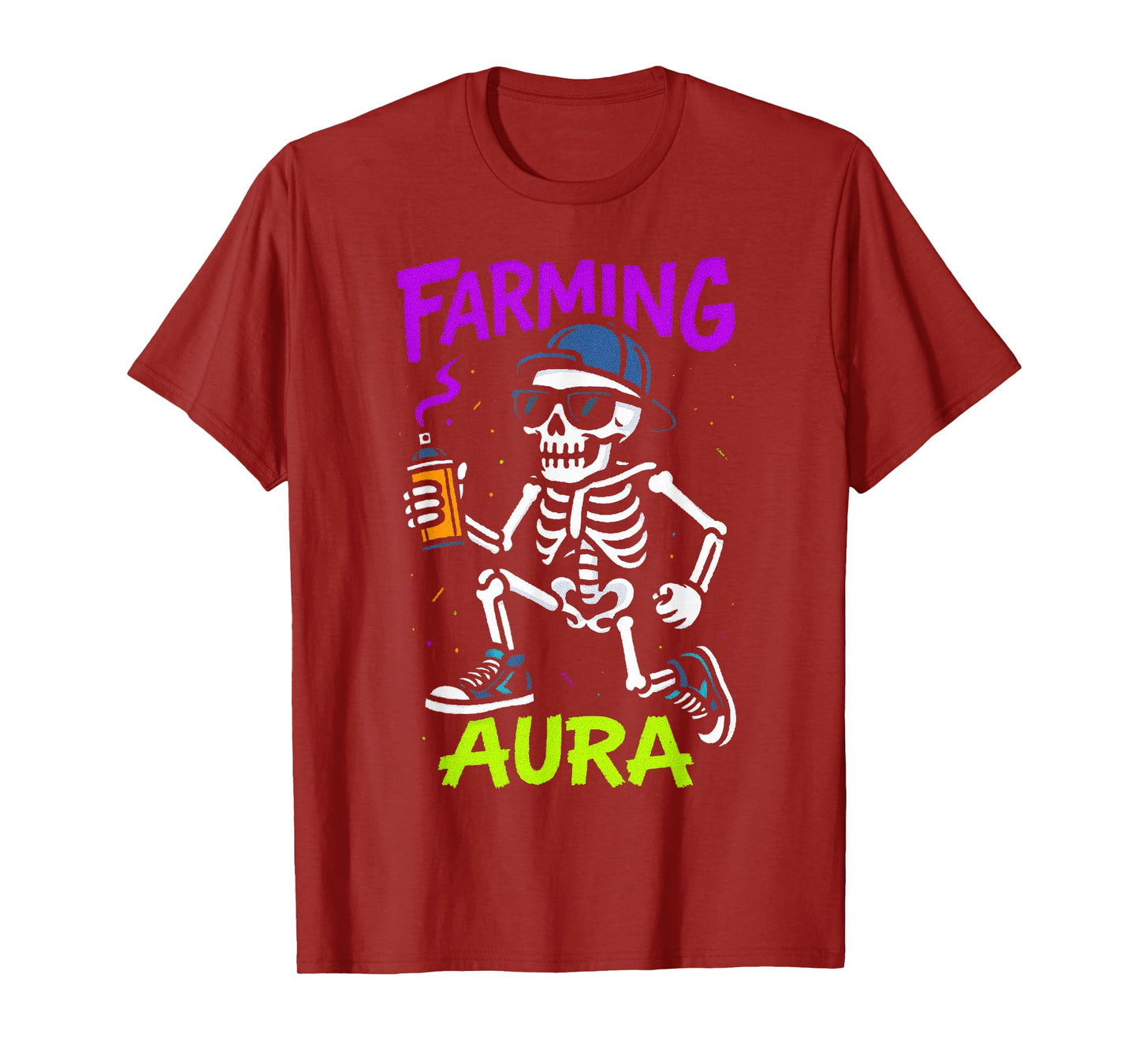 Farming Aura Halloween Skeleton Teen Kids Rizz Vibes Sigma T-Shirt