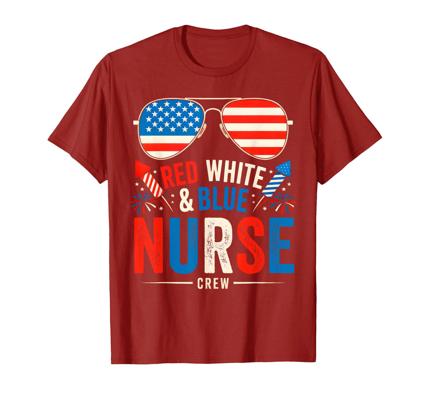 4th Of July Red White & Blue Nurse Crew American USA Flag T-Shirt