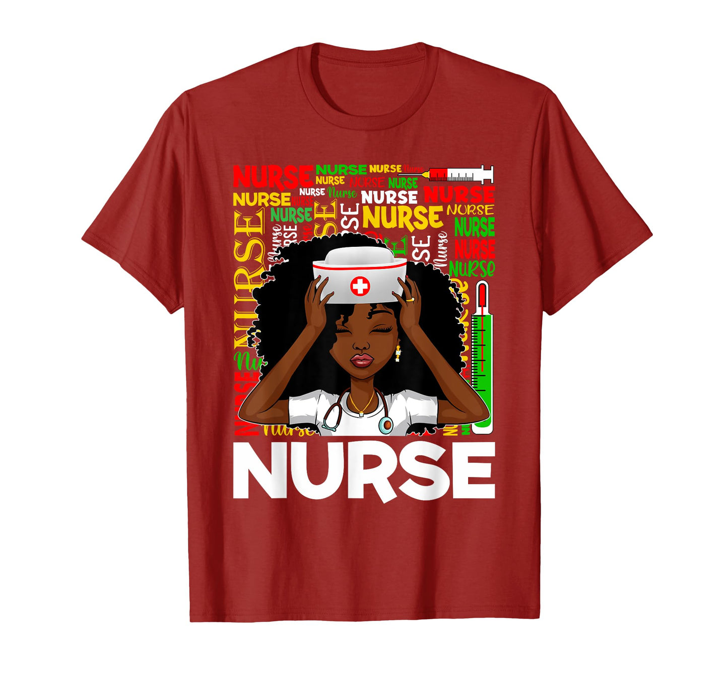 Black Nurse Afro Woman Melanin Girl Black History Juneteenth T-Shirt
