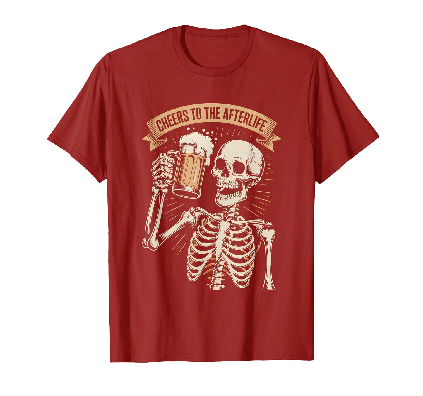 Funny Cheers to The Afterlife Party Skeleton Design T-Shirt
