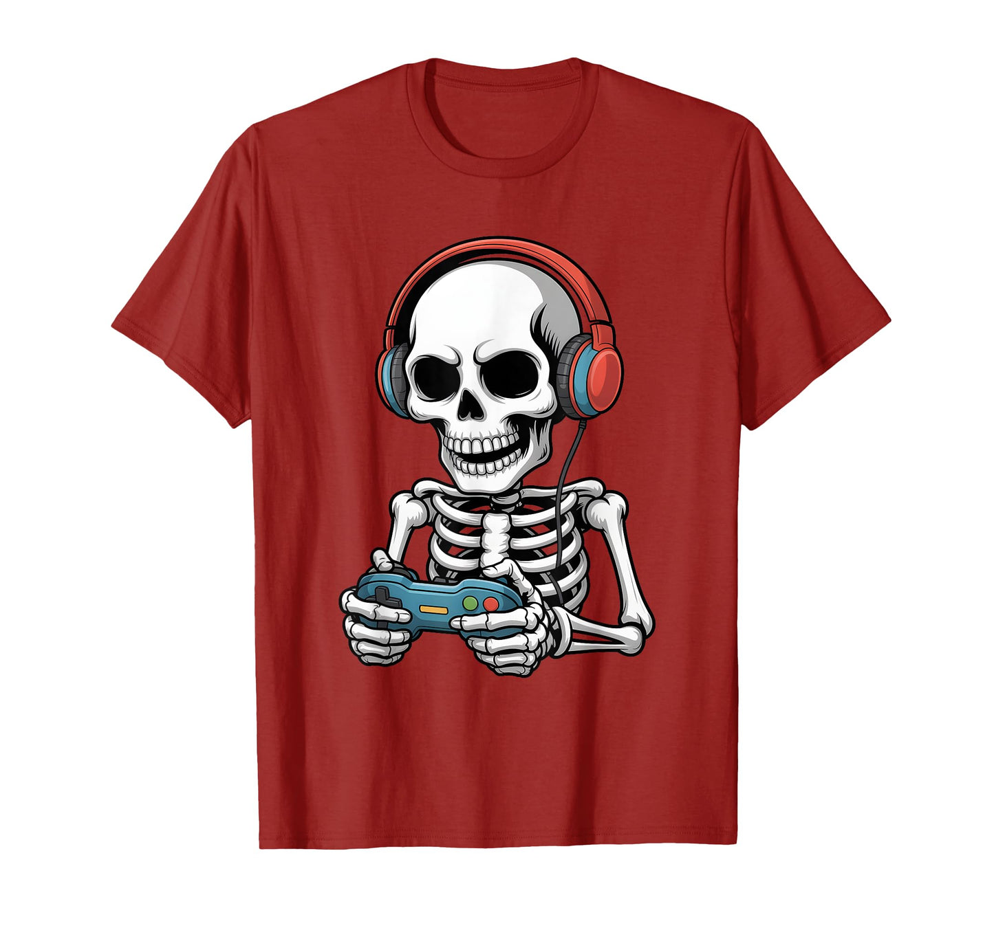 Halloween Skeleton Video Gaming Gamer Headphone Boys Kids T-Shirt