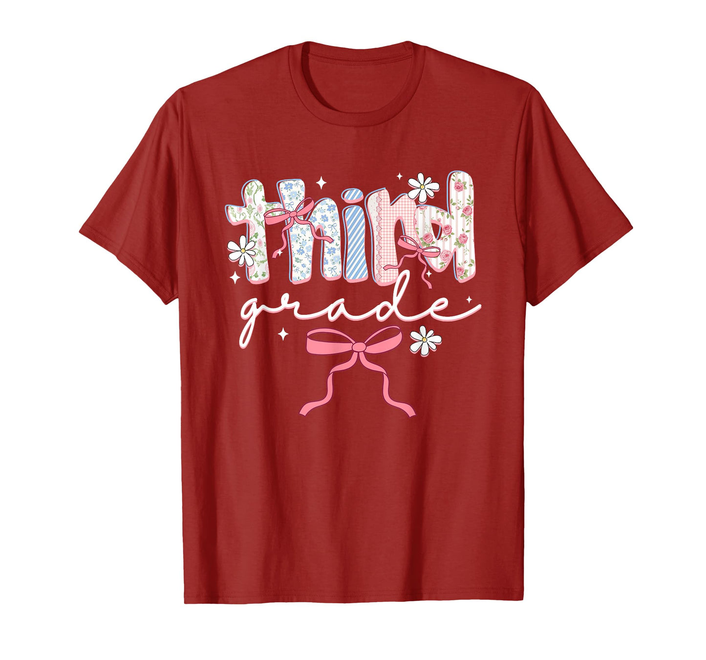 Women Third Grade Teacher Coquette Bow Elementary School T-Shirt