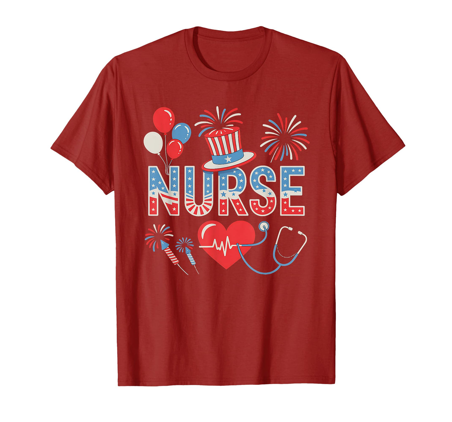American Flag Nurse 4th of July Nursing Women Patriotic T-Shirt