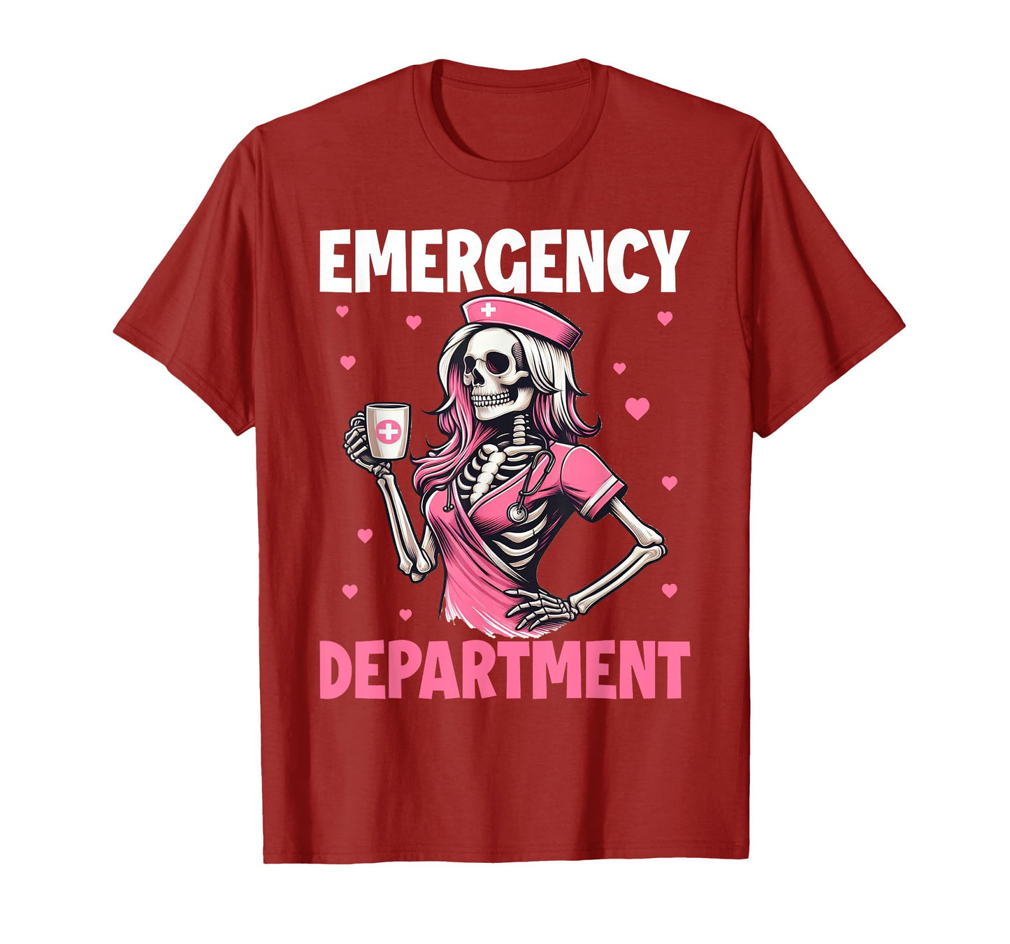 Valentine Er Nurse Emergency Department Room Skeleton Nurse T-Shirt