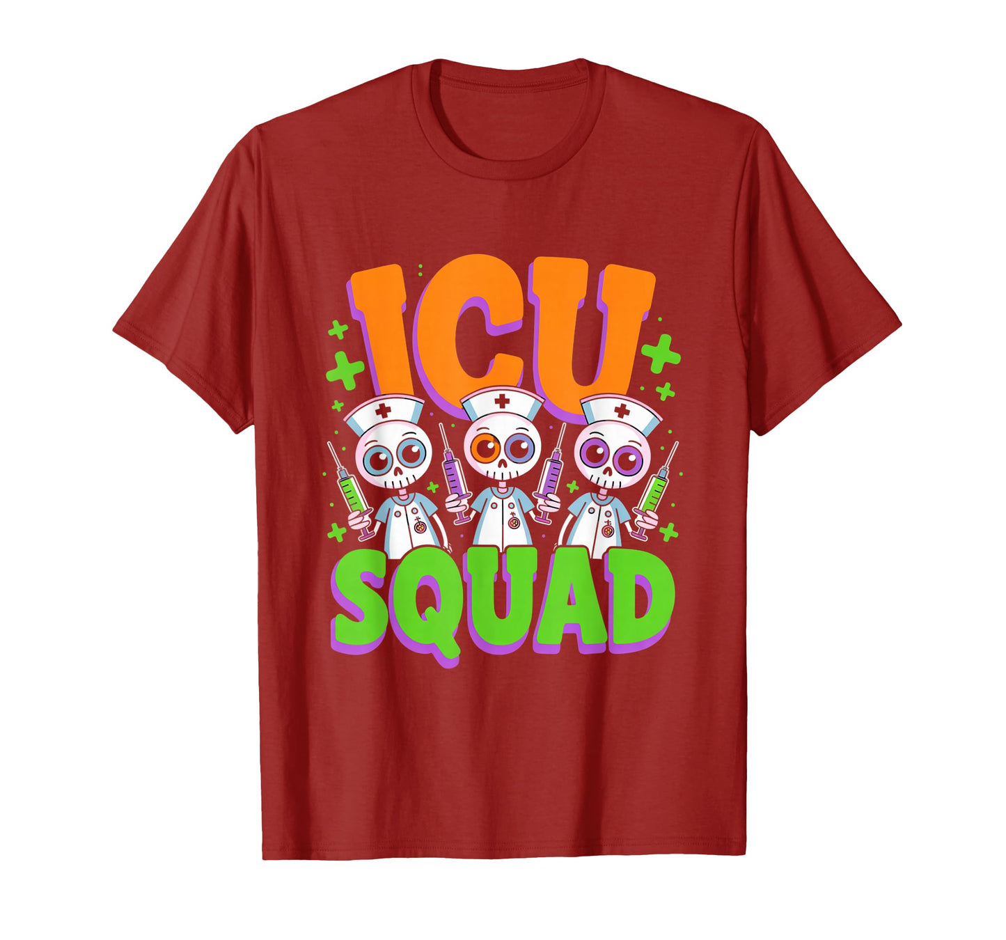 ICU Squad Skeleton Nurse Funny Halloween Costume T-Shirt